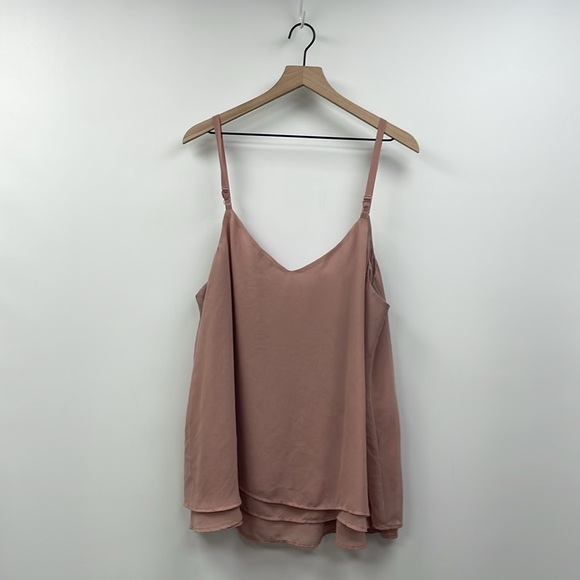 Torrid Sophie Chiffon Relaxed Double Layer Swing Cami Tank Top Dusty Pink 2X - Picture 6 of 10